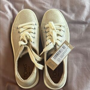 TOMS Shimmering Gold Lace-Up Sneakers